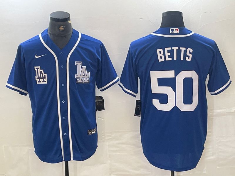 Men Los Angeles Dodgers 50 Betts Blue Second generation joint name Nike 2024 MLB Jersey style 2